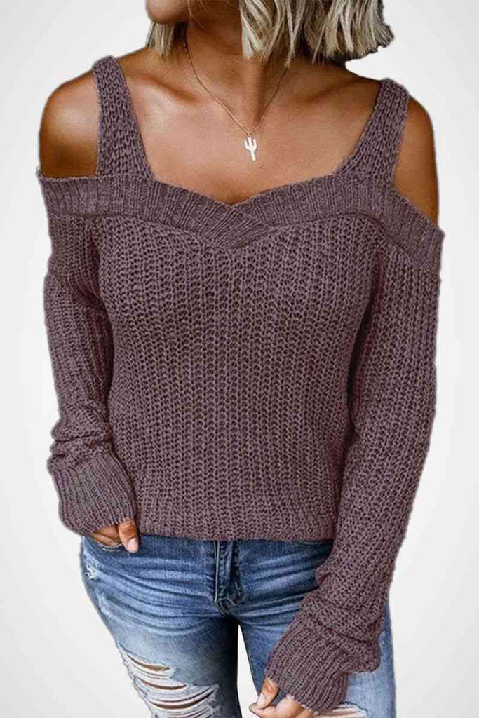Langarm-Pullover mit kalter Schulter