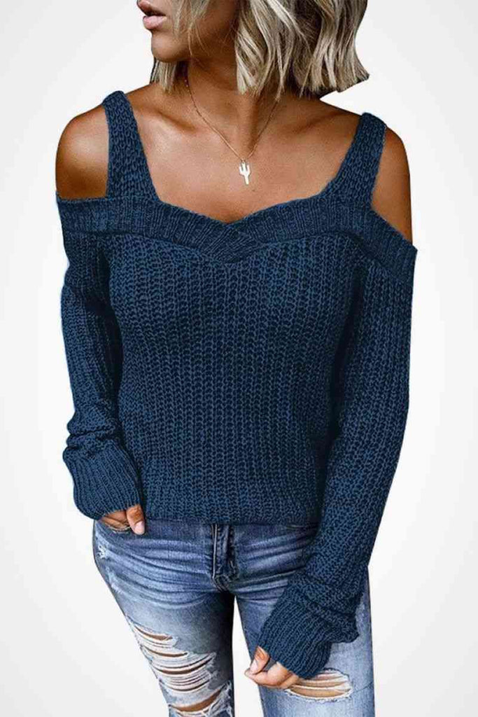 Langarm-Pullover mit kalter Schulter
